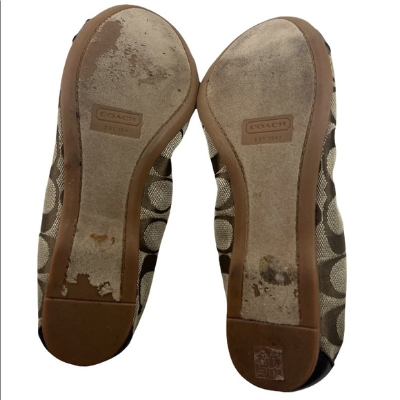 Coach Chelsey Chestnut Khaki Ballet Flats Gold Hardware Matte Calf Leather 8M - Picture 7 of 8